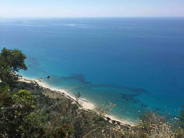 Scenic beach view from the Kalamitsi Lefkada Sea View Land, depicting its stunning coastal proximity