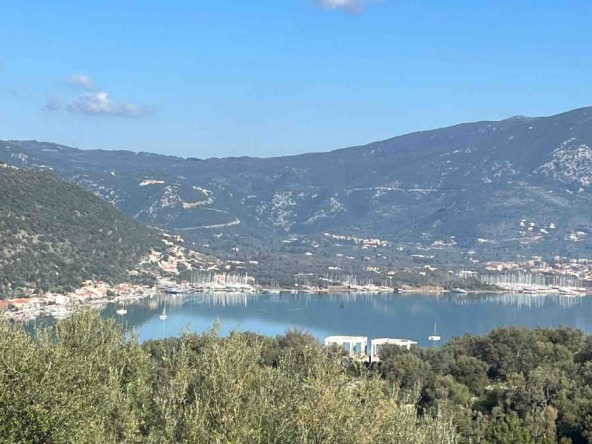 Scenic view of Vlicho Bay from the Geni Vlicho View Plots Lefkada, showcasing the expansive and picturesque landscape.