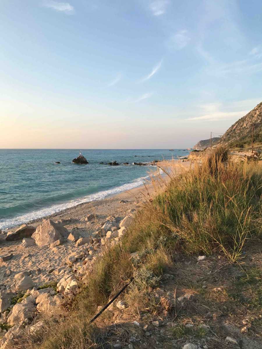 Stunning seafront view from the Kalamitsi Beachfront Plot Lefkada, highlighting its prime beachfront location.