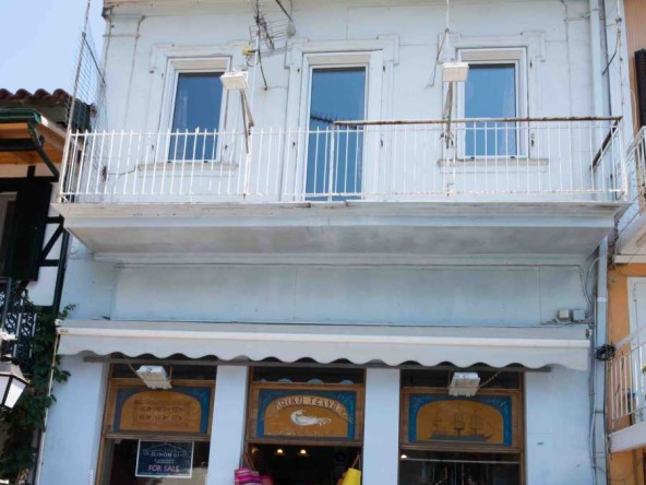 View of the 85 square metre Vasiliki Port Shop Lefkada, located in a bustling and central marina area.