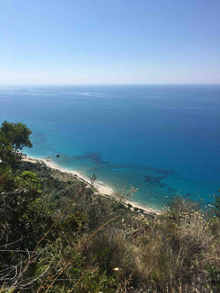 Scenic beach view from the Kalamitsi Lefkada Sea View Land, depicting its stunning coastal proximity