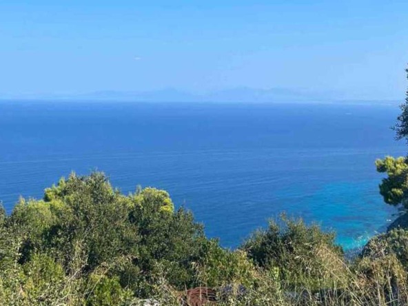 A panoramic sea view from a hill, illustrating the premium quality of land for sale in Tsoukoulades.