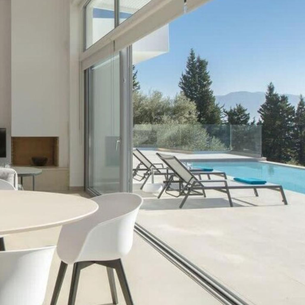 Stunning pool and sitting room area indicative of the quality in the Lefkada Rental Market