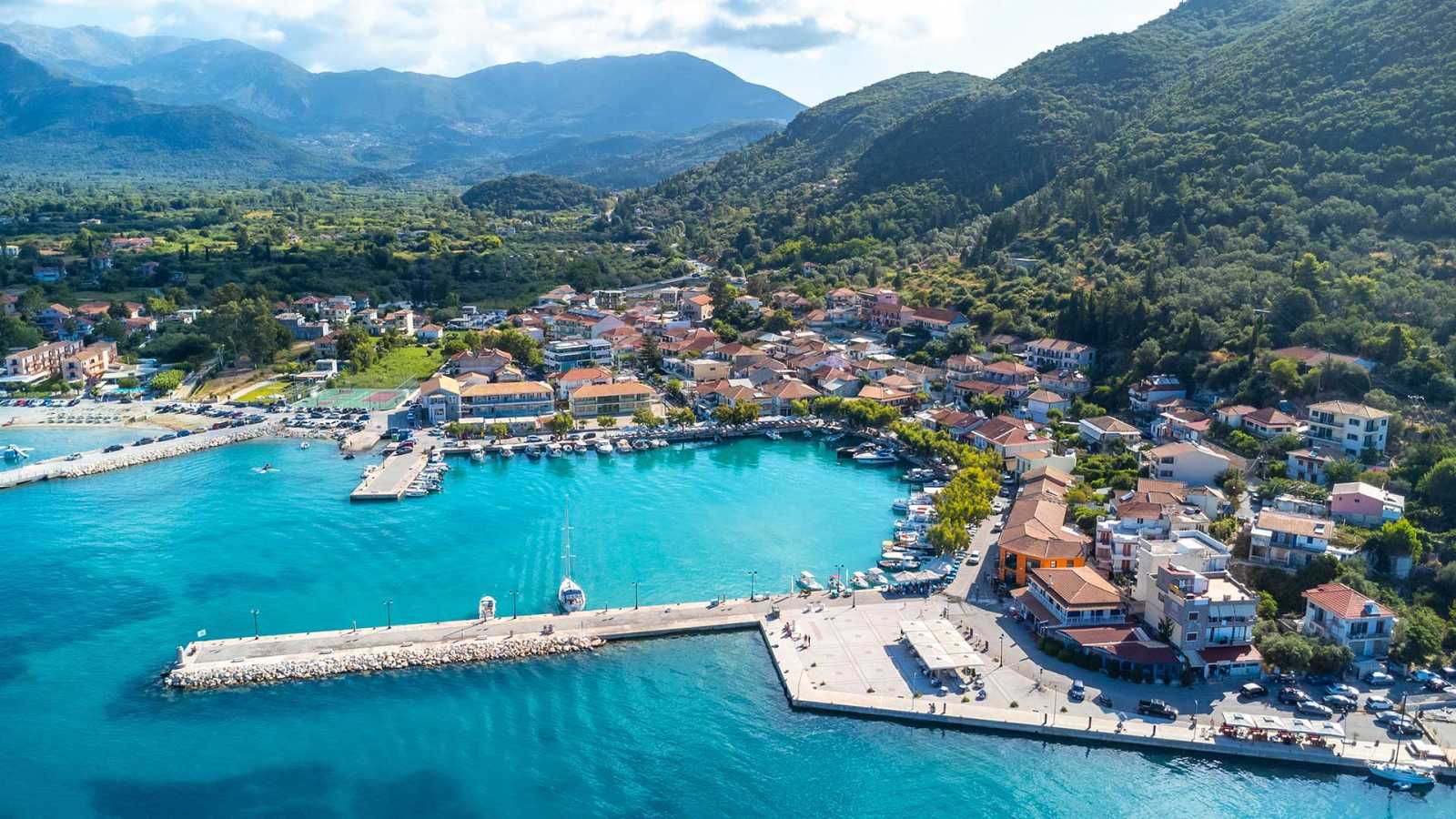 Vibrant Lefkada Marina, a prime location to buy property in Lefkada.