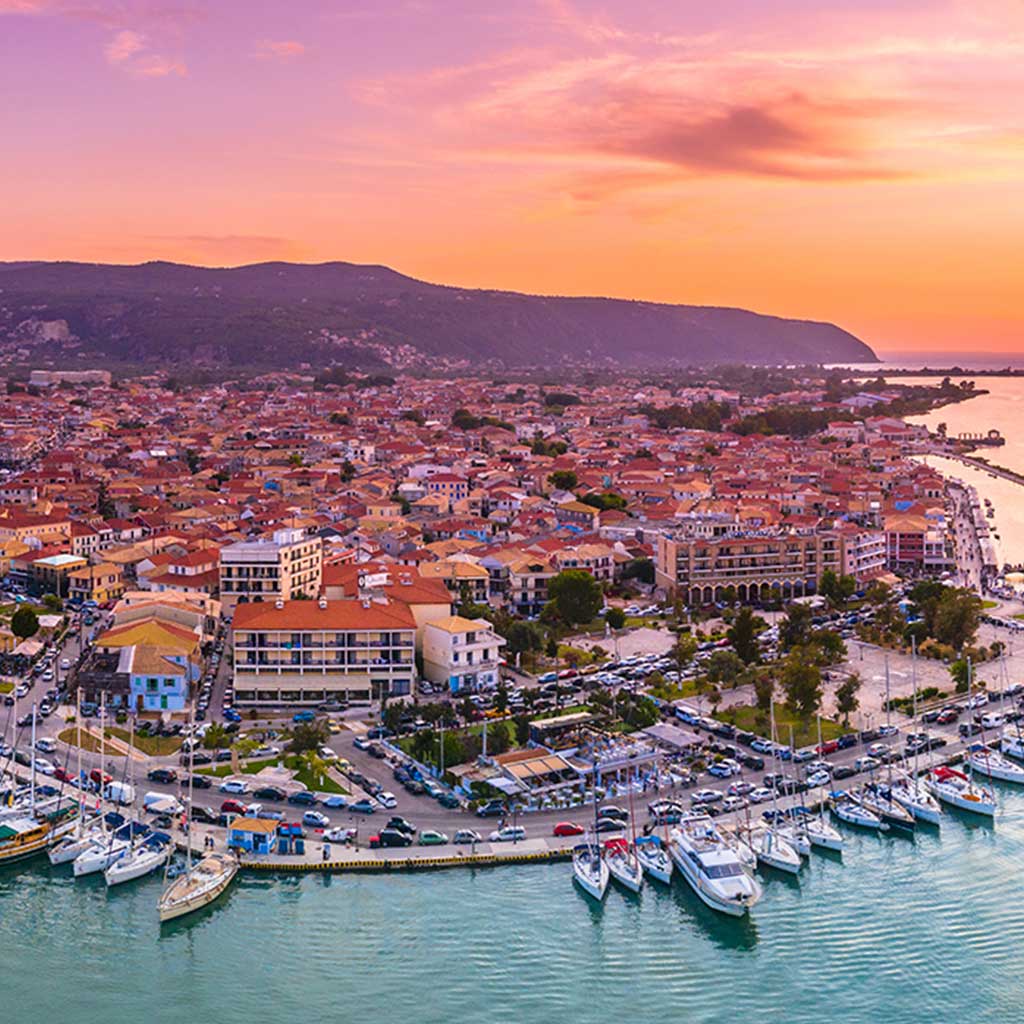 A picturesque view of Lefkada Town, a hotspot for finding land for sale in Lefkada Town.